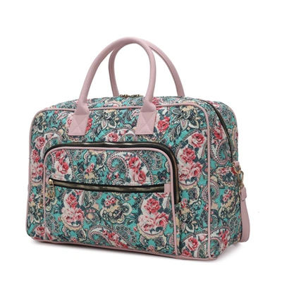 MKF COLLECTION BY MIA K JAYLA QUILTED COTTON BOTANICAL PATTERN WOMEN'S DUFFLE BAG