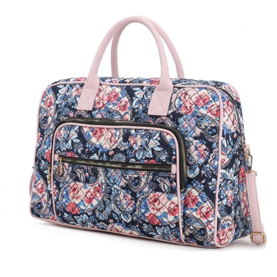 MKF COLLECTION BY MIA K JAYLA QUILTED COTTON BOTANICAL PATTERN WOMEN'S DUFFLE BAG