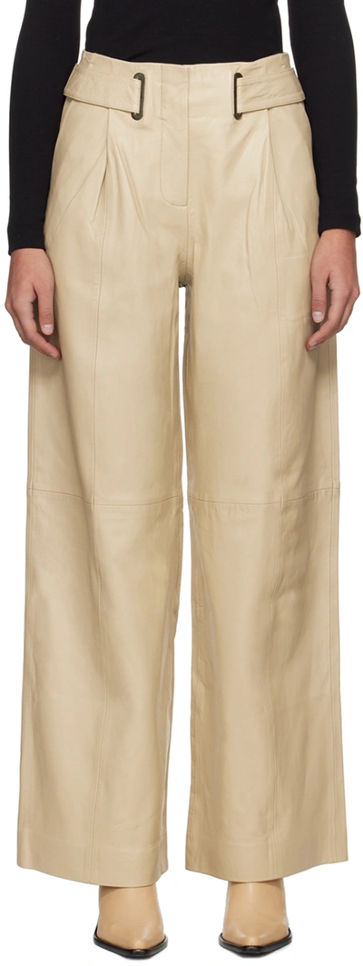 REMAIN BIRGER CHRISTENSEN BEIGE EYELET LEATHER PANTS