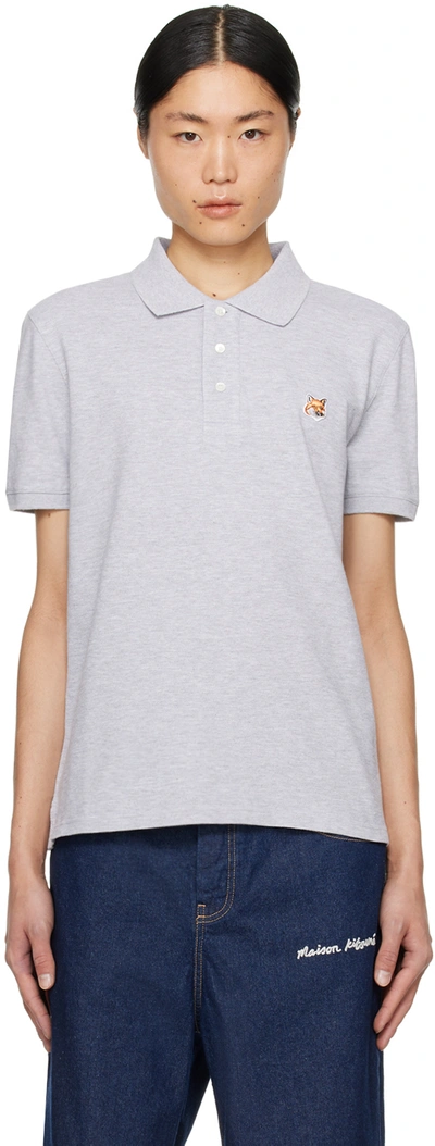 MAISON KITSUNÉ グレー フォックスヘッド ポロシャツ