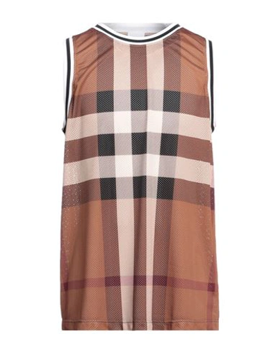 BURBERRY BURBERRY MAN T-SHIRT CAMEL SIZE XS POLYESTER