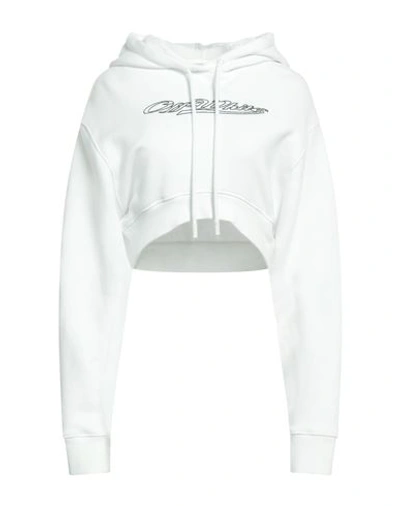 OFF-WHITE OFF-WHITE WOMAN SWEATSHIRT WHITE SIZE L COTTON, ELASTANE, GLASS