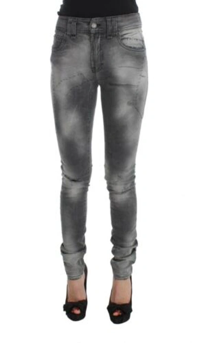 JOHN GALLIANO JOHN GALLIANO WOMEN GRAY JEANS PANTS COTTON BLEND PATTERN STRETCH DENIM TROUSERS