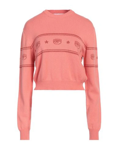 CHIARA FERRAGNI CHIARA FERRAGNI WOMAN SWEATER CORAL SIZE L WOOL, VISCOSE, POLYAMIDE, CASHMERE