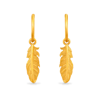 7879 WOMEN'S GOLD FEATHER CHARM HOOP EARRINGS