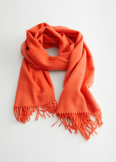 OTHER STORIES FRINGED WOOL BLANKET SCARF
