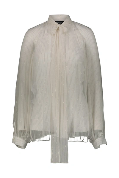 ROCHAS ROCHAS BOW SHIRT IN LUREX STRIPED SILK CHIFFON CLOTHING