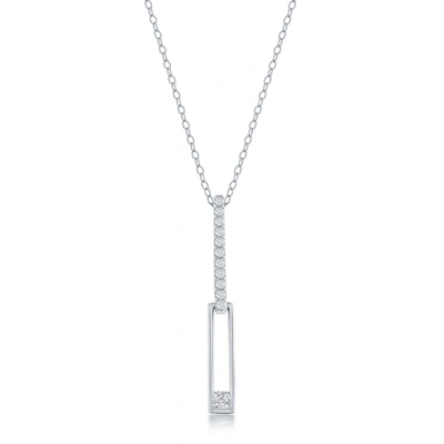 SIMONA STERLING SILVER ASYMMETRIC PAPERCLIP CZ NECKLACE