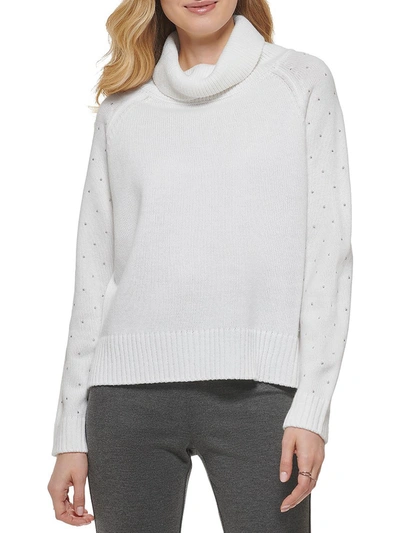 DKNY WOMENS KNIT STUDDED TURTLENECK SWEATER