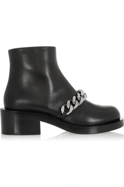 GIVENCHY LAURA CHAIN-TRIMMED LEATHER ANKLE BOOTS