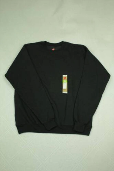 HANES MENS SWEATSHIRT SMALL BLACK CREW NECK PULLOVER SWEATS HANES WORKOUT TOP GYM