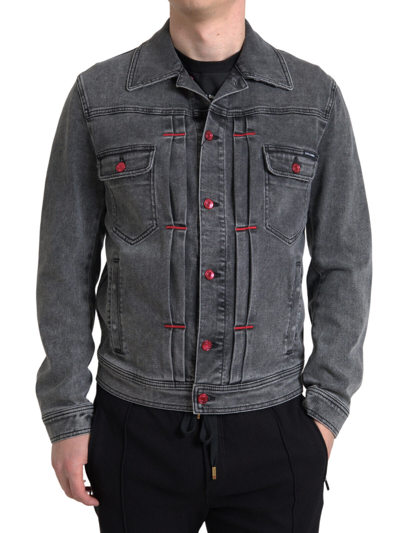 DOLCE & GABBANA DOLCE & GABBANA JACKET GRAY WASHED COTTON STRETCH DENIM MEN IT48/ US38/M 1300USD