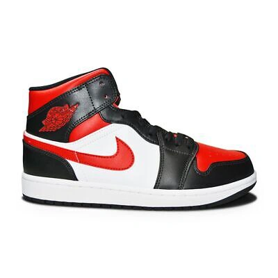 NIKE MENS NIKE AIR JORDAN 1 MID - 554724 079 - BLACK FIRE RED WHITE