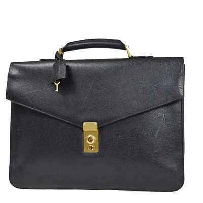 CHANEL CHANEL VINTAGE BLACK LEATHER BRIEFCASE BAG (PRE-OWNED)