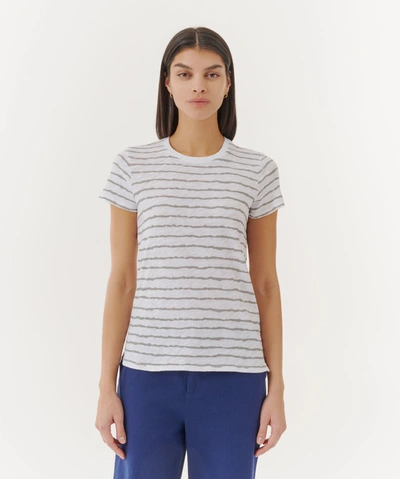 ATM ANTHONY THOMAS MELILLO SLUB JERSEY WITH STRIPE SCHOOLBOY SHORT SLEEVE CREW NECK TEE