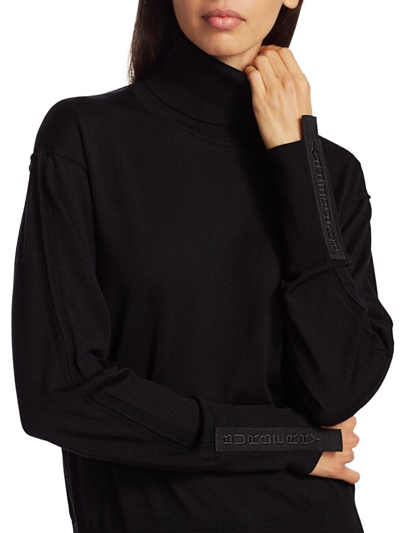 BURBERRY BURBERRY BLACK NABUNA LOGO CUFF MERINO WOOL SILK TURTLENECK PULLOVER SWEATER L