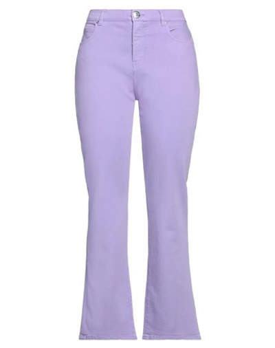 PINKO PINKO DENIM WOMAN PANTS LIGHT PURPLE SIZE 33 COTTON, VISCOSE, LYOCELL, ELASTOMULTIESTER, ELASTANE