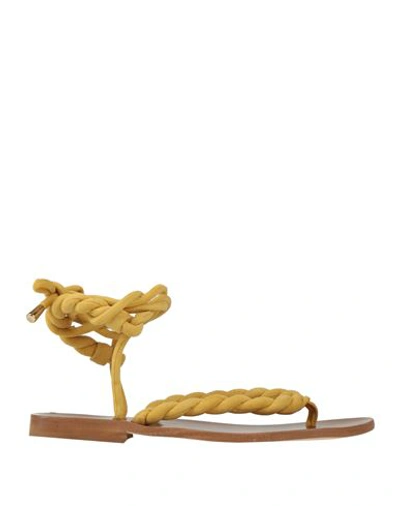 NCUB NCUB WOMAN THONG SANDAL YELLOW SIZE 6 LEATHER