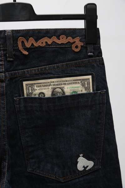 VINTAGE MONEYS TALKS DRIP JEANS Y2K ONE DOLLAR