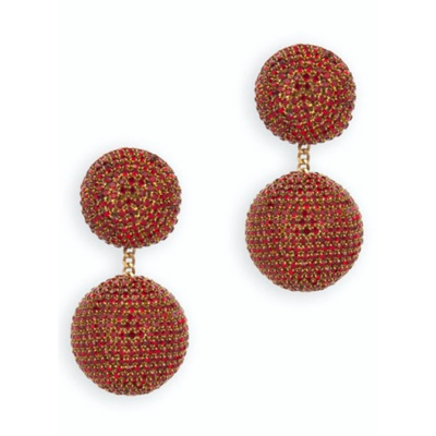 DEEPA GURNANI KRYSTAL EARRINGS IN RED