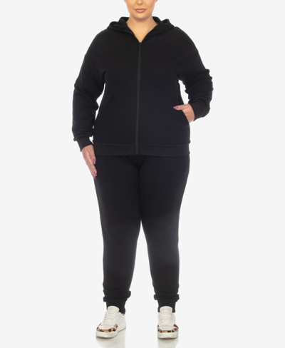 WHITE MARK PLUS SIZE FLEECE LINED 2 PC TRACKSUIT SET