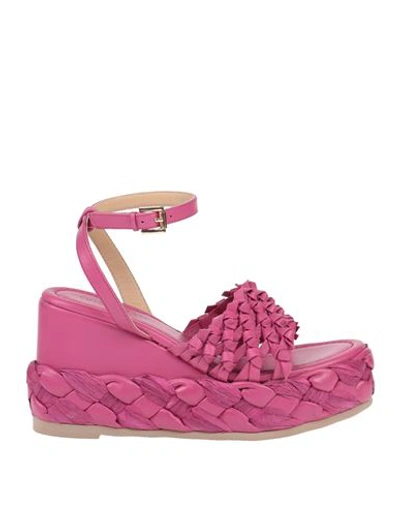 EMANUÉLLE VEE EMANUÉLLE VEE WOMAN SANDALS FUCHSIA SIZE 8 LEATHER