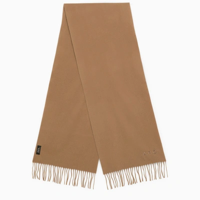 APC A.P.C. AMBROISE BRODÉE BEIGE VIRGIN WOOL SCARF