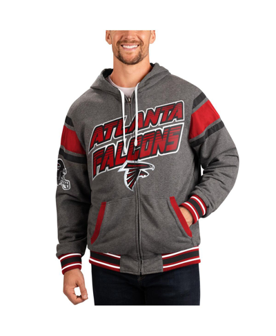 G-III SPORTS BY CARL BANKS MEN'S G-III SPORTS BY CARL BANKS GRAY, RED ATLANTA FALCONS EXTREME FULL BACK REVERSIBLE HOODIE FULL-