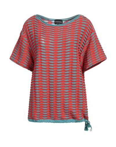 EMPORIO ARMANI EMPORIO ARMANI WOMAN T-SHIRT TOMATO RED SIZE S VISCOSE, POLYAMIDE