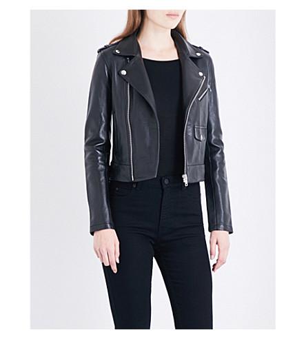 Shop Maje Baltika Leather Biker Jacket In Black 210