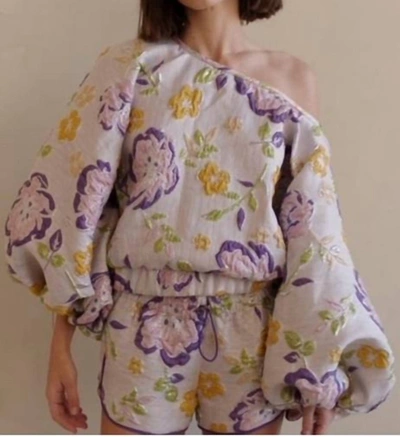 ARIANNE ELMY LAVENDER GOOD LUCK OVERSIZED SLEEVE TOP