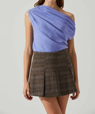 ASTR DEVIN ONE SHOULDER SWEATER IN PERIWINKLE