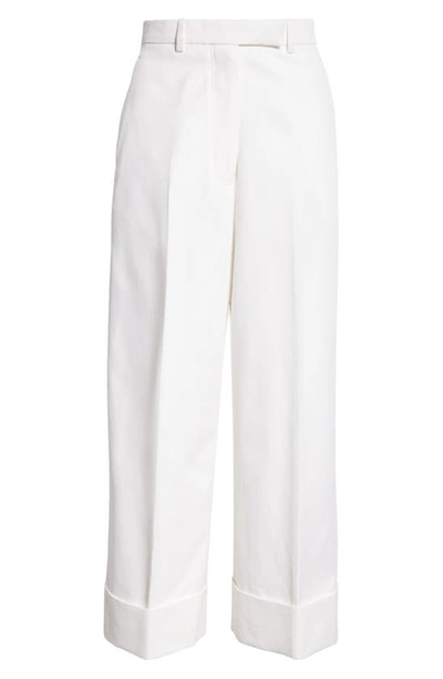 THOM BROWNE THOM BROWNE HIGH WAIST STRAIGHT LEG COTTON CANVAS CROP PANTS