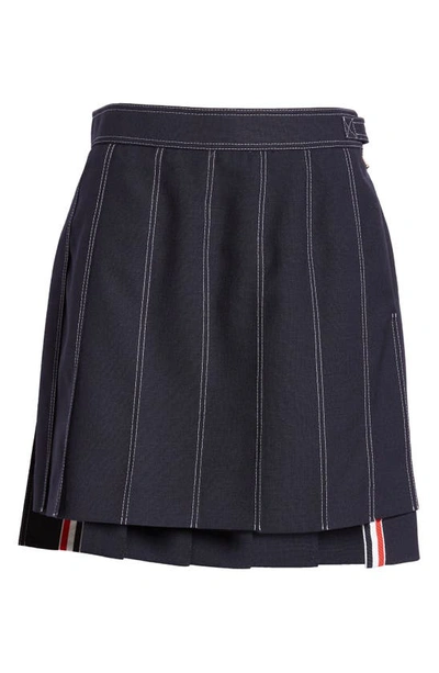 THOM BROWNE THOM BROWNE DROP BACK WOOL SKIRT