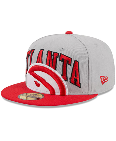 NEW ERA MEN'S NEW ERA GRAY, RED ATLANTA HAWKS TIP-OFF TWO-TONE 59FIFTY FITTED HAT