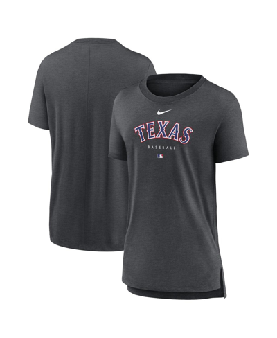 NIKE WOMEN'S NIKE HEATHER CHARCOAL TEXAS RANGERS AUTHENTIC COLLECTION EARLY WORK TRI-BLEND T-SHIRT