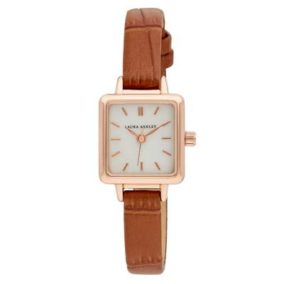 LAURA ASHLEY LAURA ASHLEY WOMEN'S 20MM SQUARE CASE VEGAN LEATHER STRAP WATCH (LA2075)