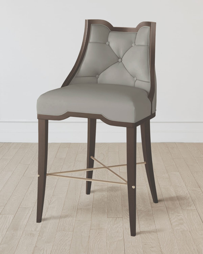 WILLIAM D SCOTT LOGAN WALNUT/CHESTERFIELD GRAY LEATHER COUNTER STOOL