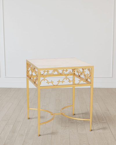 WILLIAM D SCOTT C-FRET GOLD SIDE TABLE