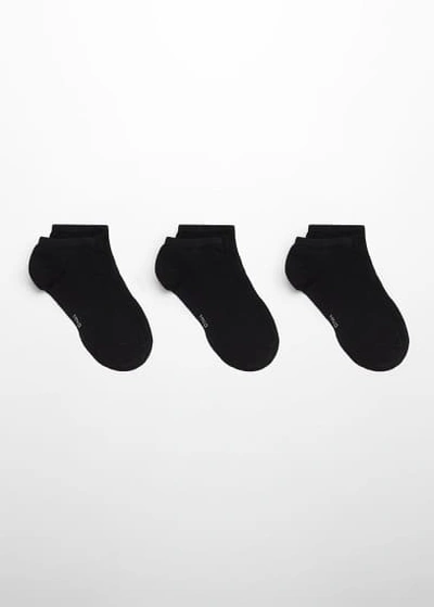 MANGO MAN PACK OF 3 PLAIN COTTON SOCKS BLACK