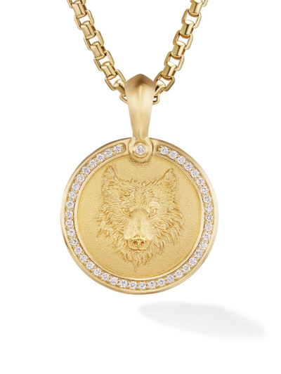 DAVID YURMAN MEN'S PETRVS WOLF AMULET IN 18K YELLOW GOLD