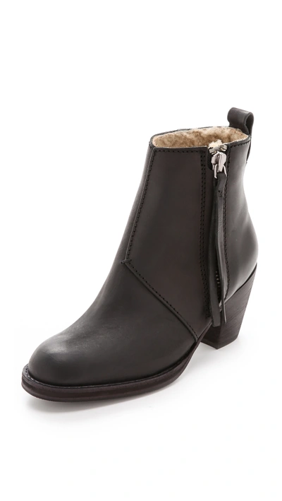 ACNE STUDIOS Pistol Ankle Boots With Shearling Lining