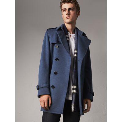 Shop Burberry Wool Cashmere Trench Coat In Dark Canvas Blue