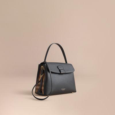 medium grainy leather and house check tote bag