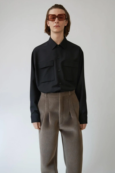 Acne Studios Houston Wo Mh Black In Oversized Wool-blend Shirt