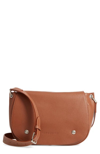 Shop Longchamp Small Le Foulonne Leather Saddle Bag In Cognac