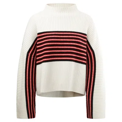 8PM PULLOVER WOLLE BEIGE STEHKRAGEN STREIFENDESIGN KURZ WINTER DAMEN FREIZEIT CASUAL