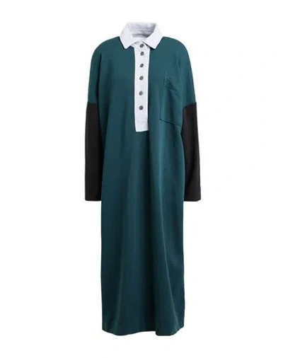 8PM 8PM WOMAN MIDI DRESS DARK GREEN SIZE M COTTON, POLYESTER, ELASTANE