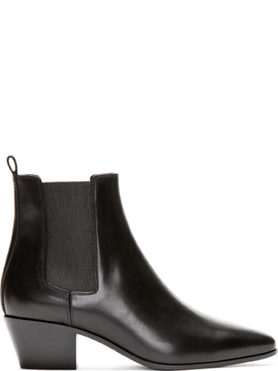 SAINT LAURENT Black Leather Chealsea Boots