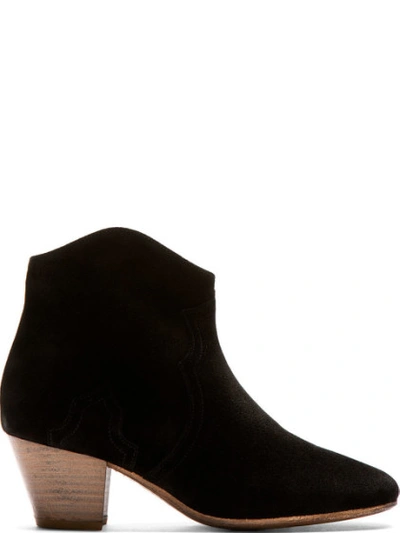 ISABEL MARANT Black Suede Dicker Ankle Boots